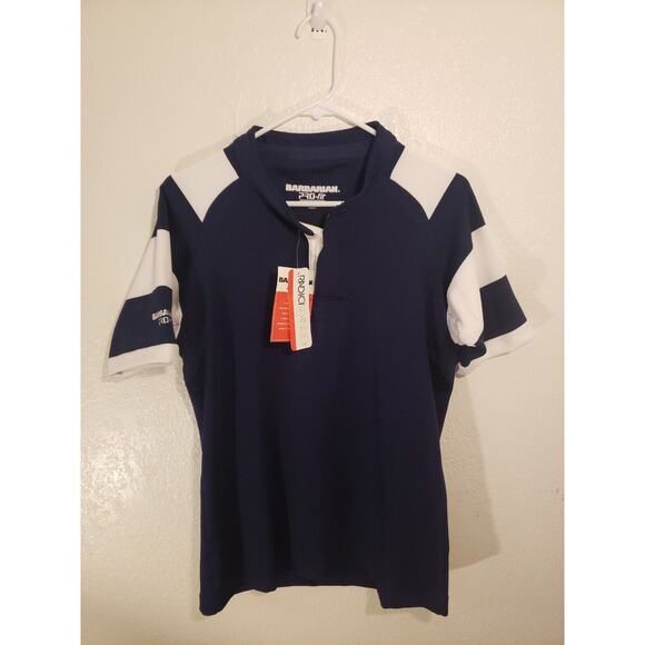 Barbarian Pro-Fit Rugby Shirt Size Medium Blue White - Picture 1 of 7